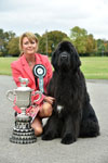 Anya with Kirsteen and one of the Newfoundland Club's historic Fifty Guinea Trophies